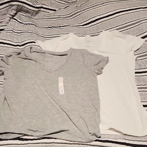 V‑Neck Gray Tee & White Tee. Womens XL brand New.
